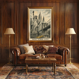 New York City Poster Vintage Travel Cityscape Wall Art