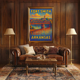 Fort Smith Arkansas Bridge Vintage Art Collector Poster