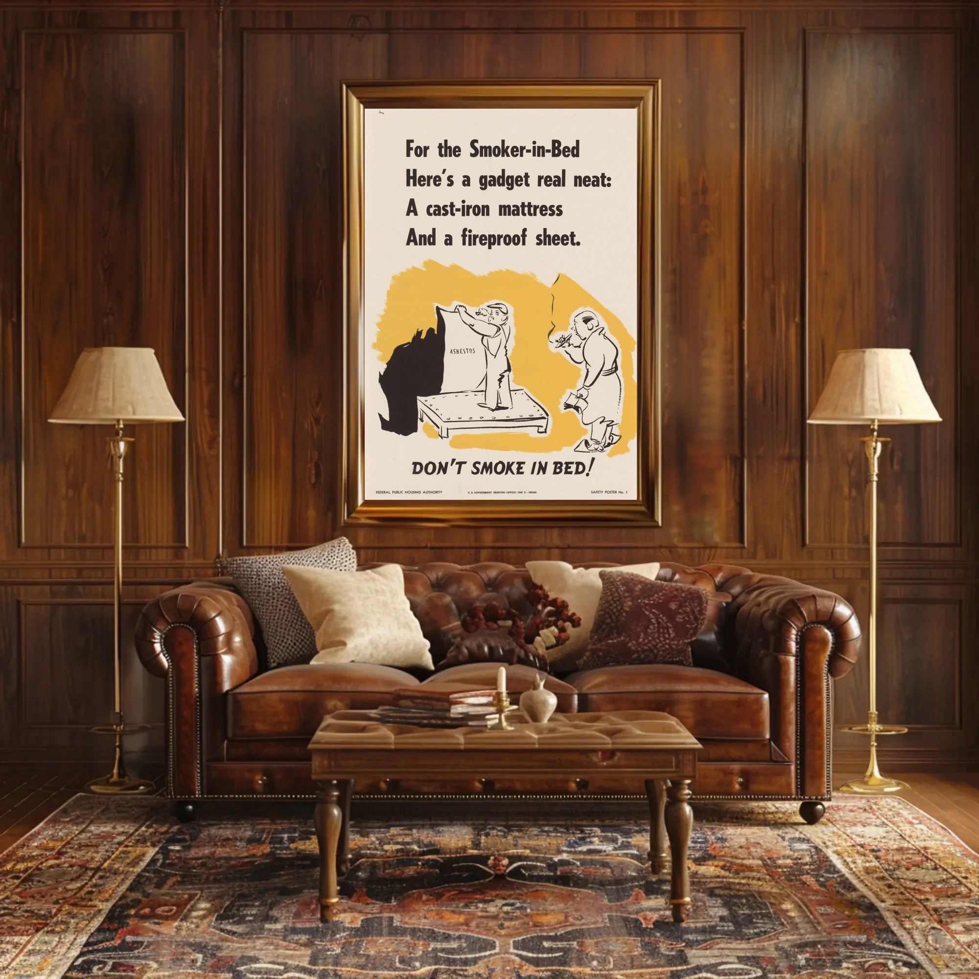 Don't Smoke in Bed Safety Poster PosterGoat