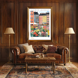 Vibrant Flower Market in Wien Poster PosterGoat