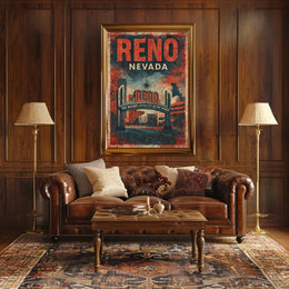 Reno Nevada Nostalgic Travel Vintage Americana Poster