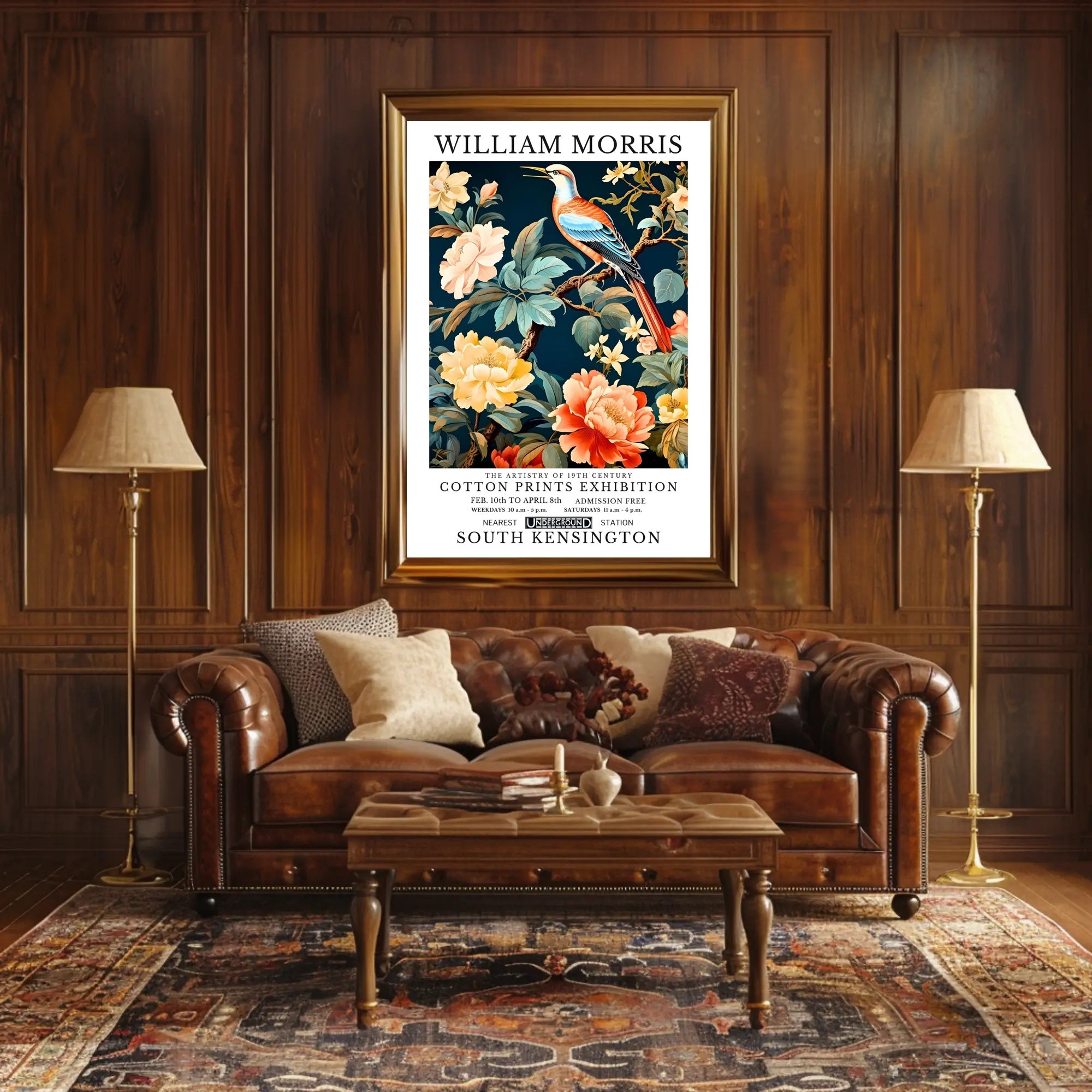 Victorian-Inspired William Morris Exhibition Artistic Poster