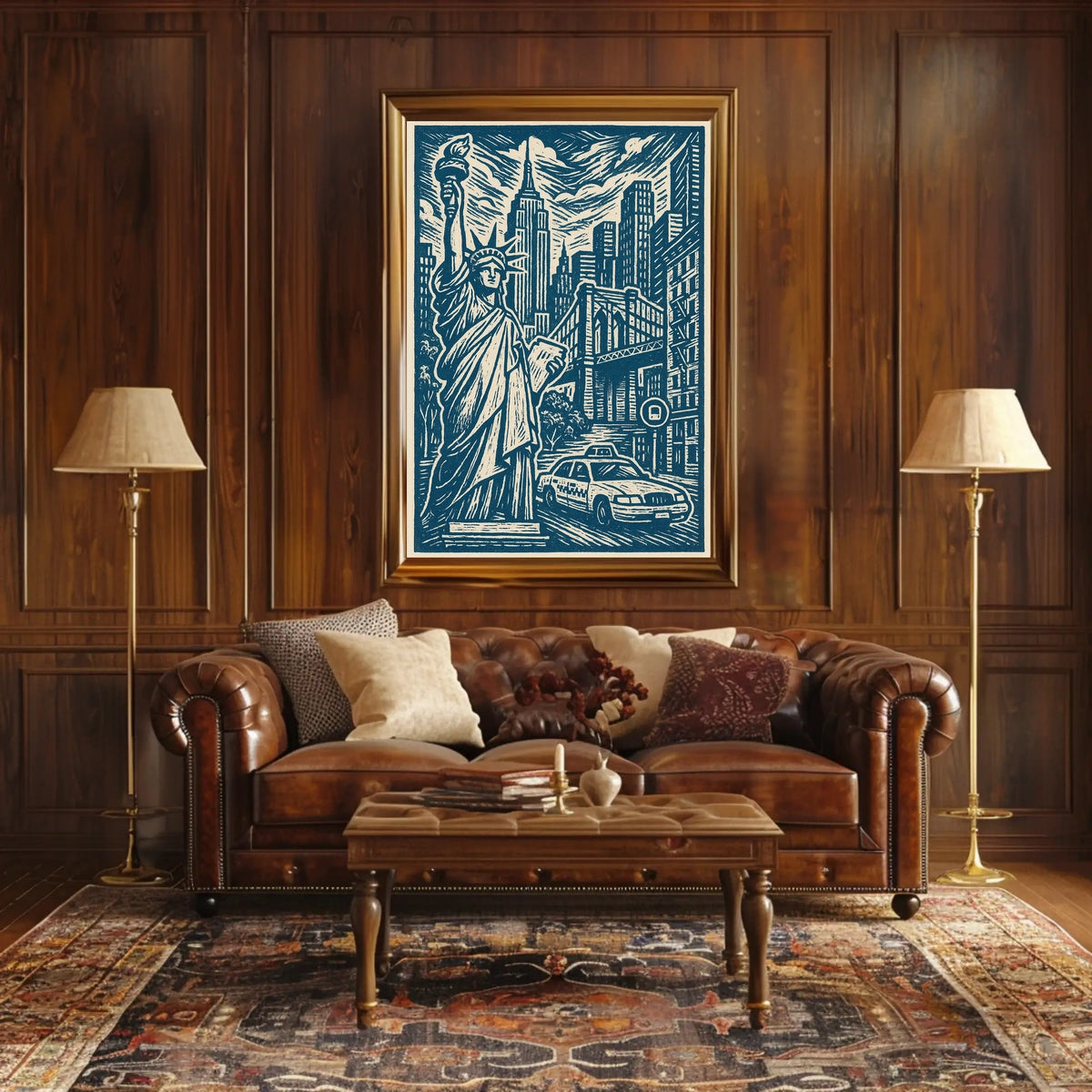New York City Urban Landscape Poster Vintage Wall Art