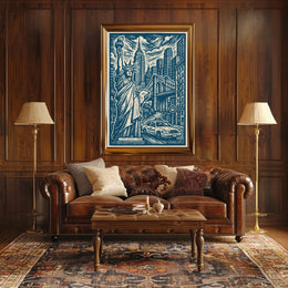 New York City Urban Landscape Poster Vintage Wall Art