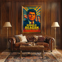 Ronald Reagan 40th President of the United States Colorful Comic Book Style Poster
