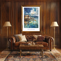 Tranquil Philippine Coastal Scene Watercolor Travel Poster PosterGoat