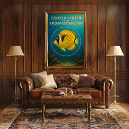 Raccoon Butterflyfish Underwater Artistic Vintage Poster