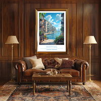 Wapping Canal with Modern Skyline Urban or Cityscape Poster