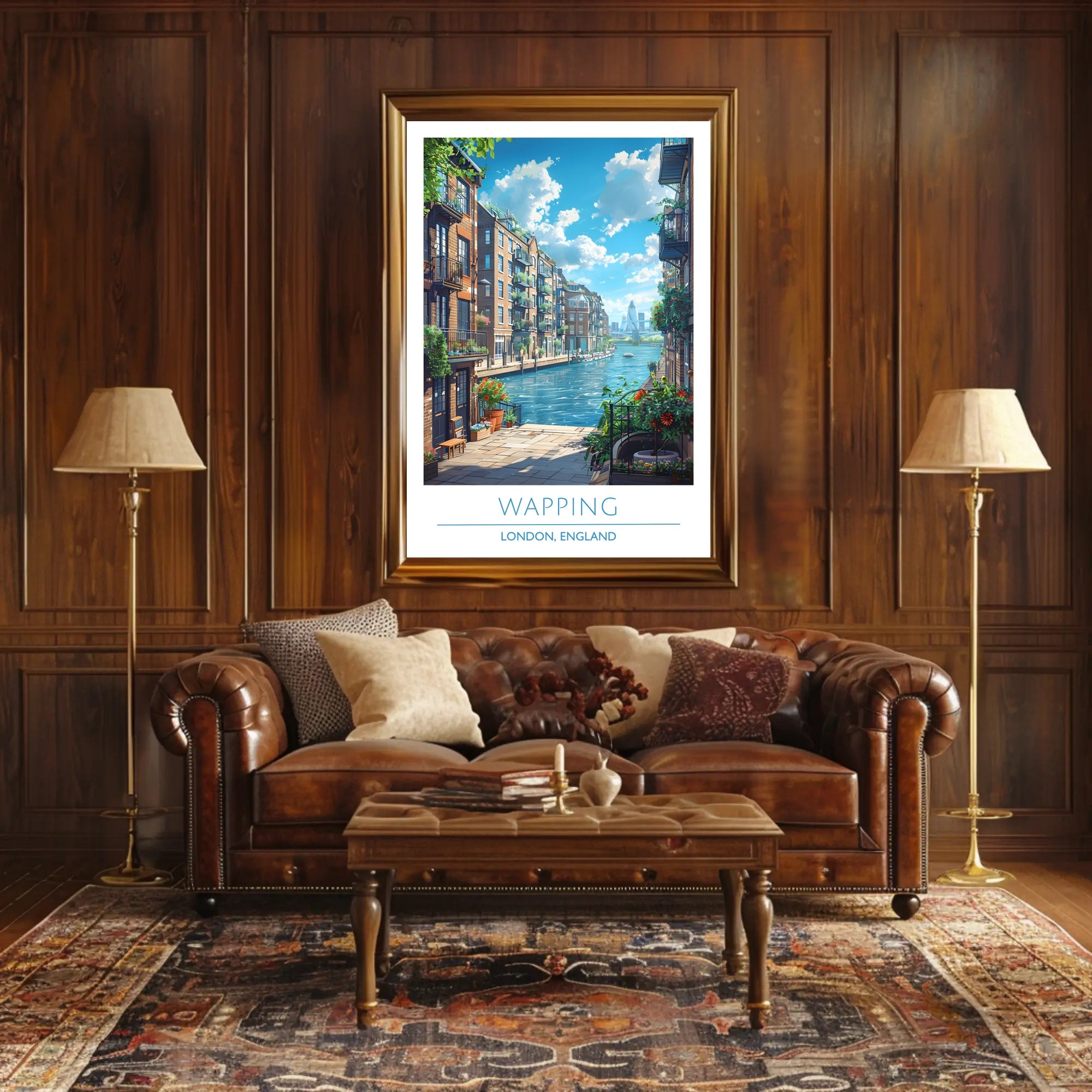 Wapping Canal with Modern Skyline Urban or Cityscape Poster