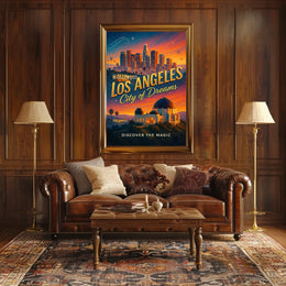 Los Angeles Skyline Vintage Travel Poster Art