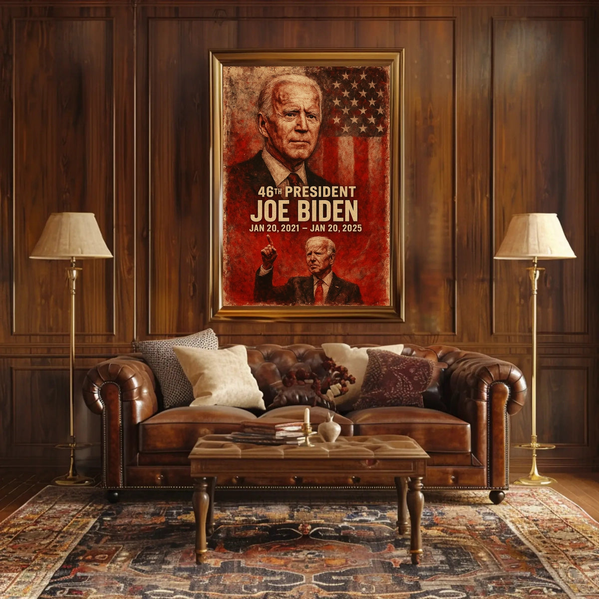 Joe Biden 46th President Digital Painting Patriotic Washington DC Portrait Realism Poster