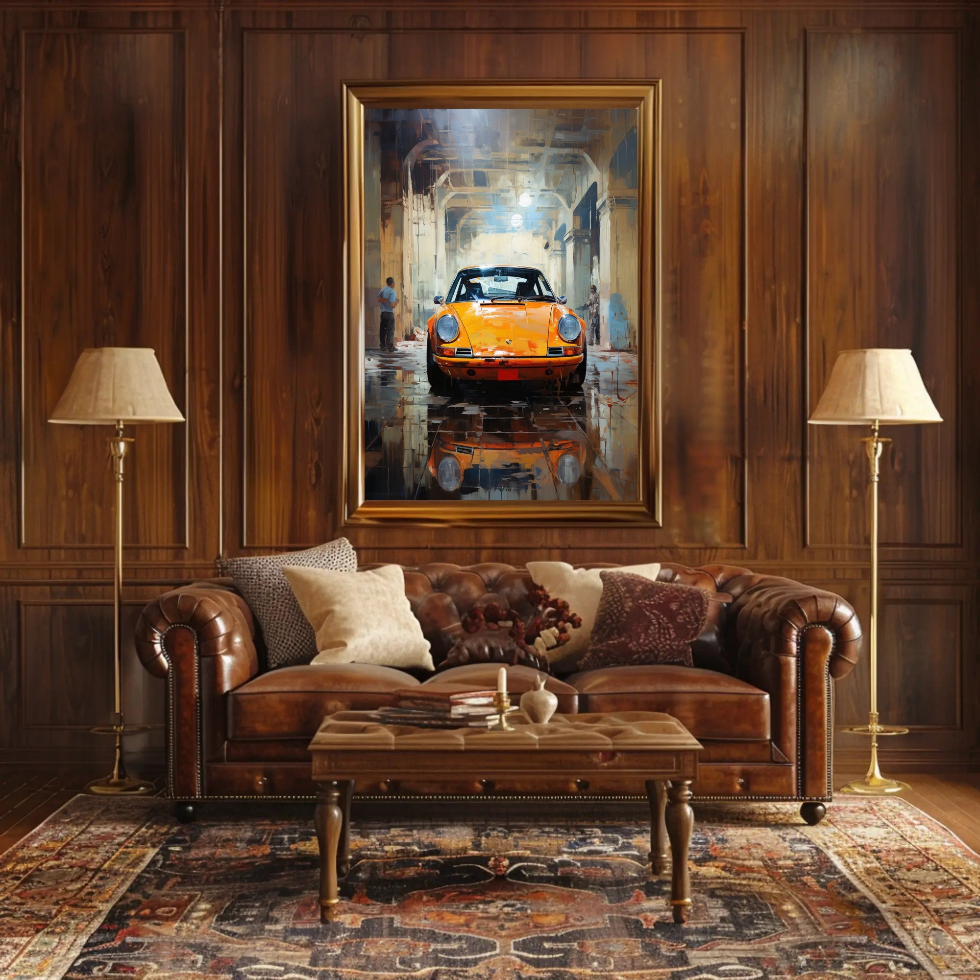 Vintage Elegance Classic Car In Urban Poster PosterGoat