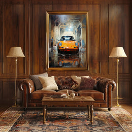 Vintage Elegance Classic Car In Urban Poster PosterGoat