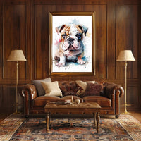 Bulldog Watercolor Portrait Poster Wall Art