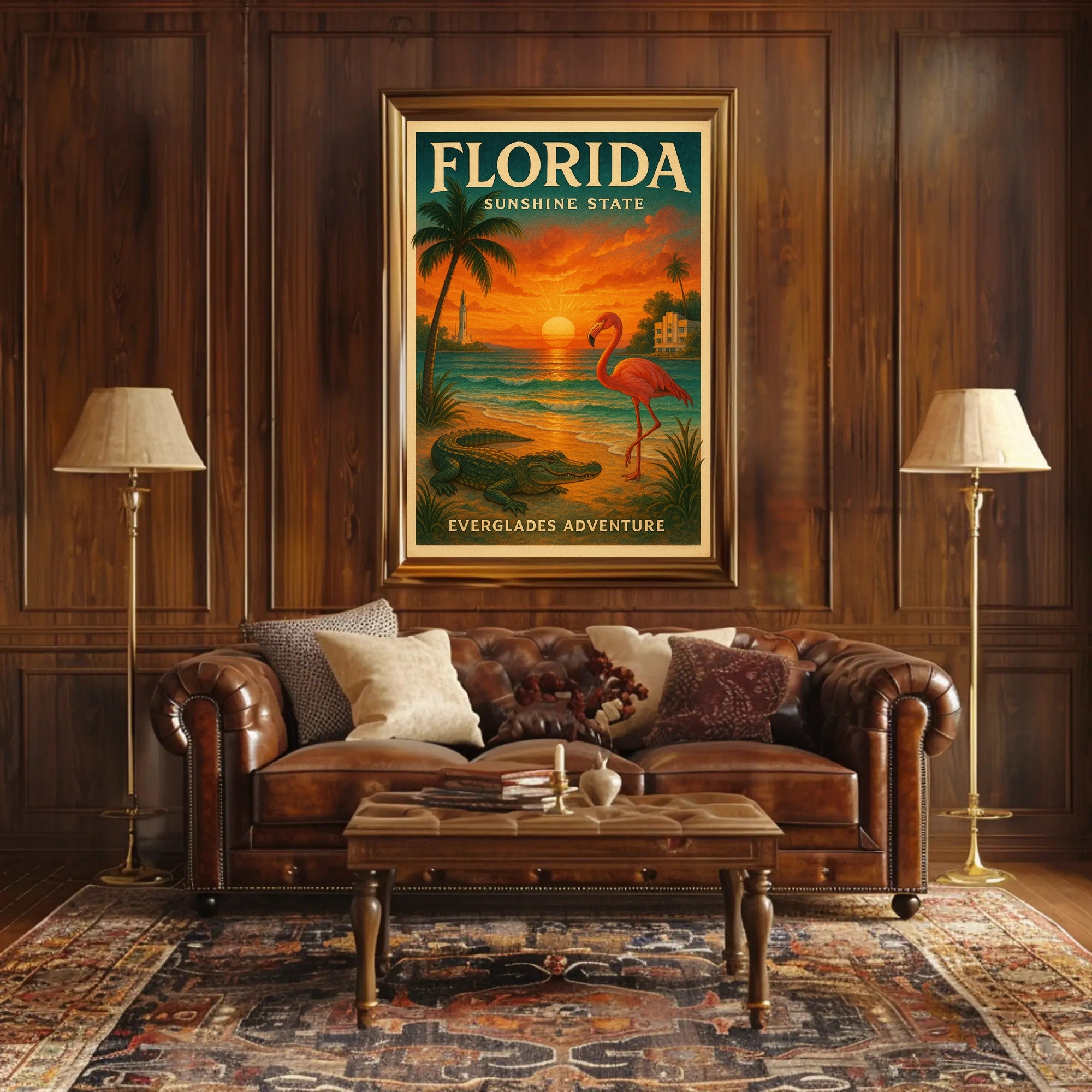 Florida Everglades Adventure Vintage Travel Poster