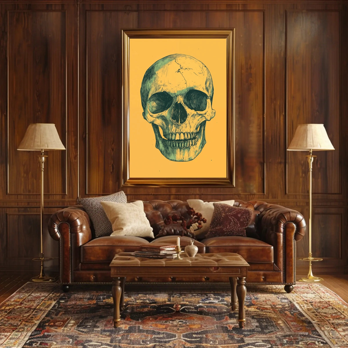 Human Skull Mortality Decay Illustration Poster