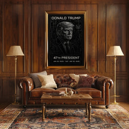 Donald Trump Visionary Leader in Futuristic Elegance Poster