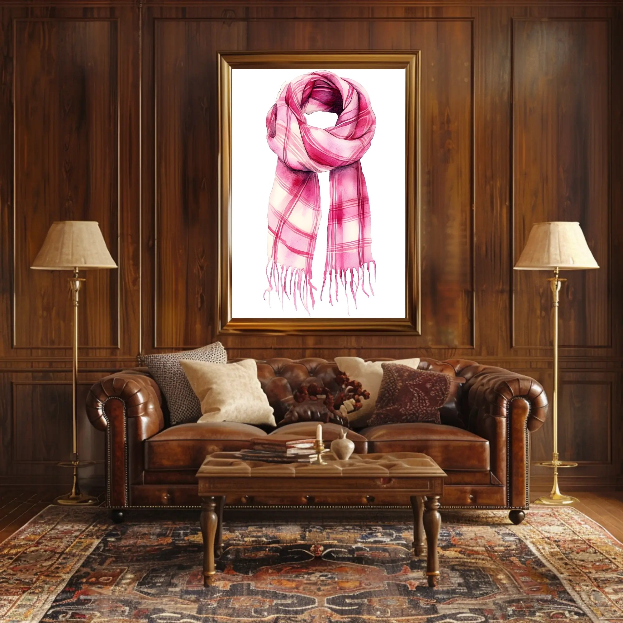 Striped Scarf Art Poster Vintage Scenic Wall Art