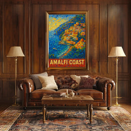 Amalfi Coast Poster Wall Art 18x24 Coastal Decor Gift Ready