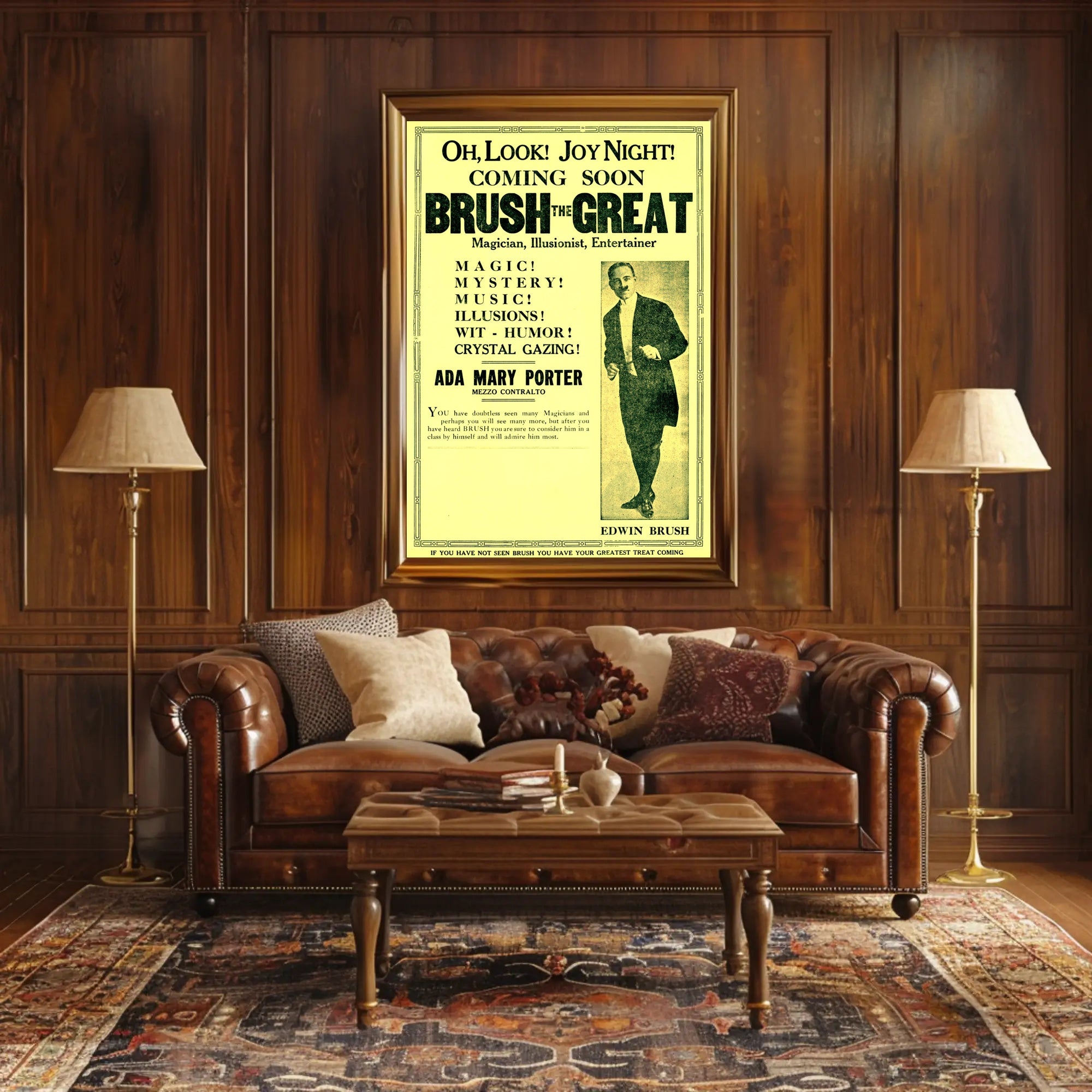 Vintage Magic Performance Poster Featuring Edwin Brush Illusionist