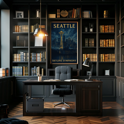 Seattle Skyline Symphony Travel Poster