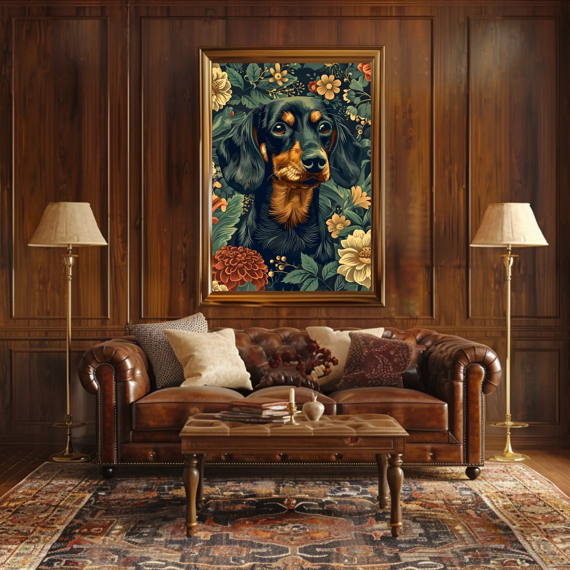 Floral Canine Elegance Wall Art Print