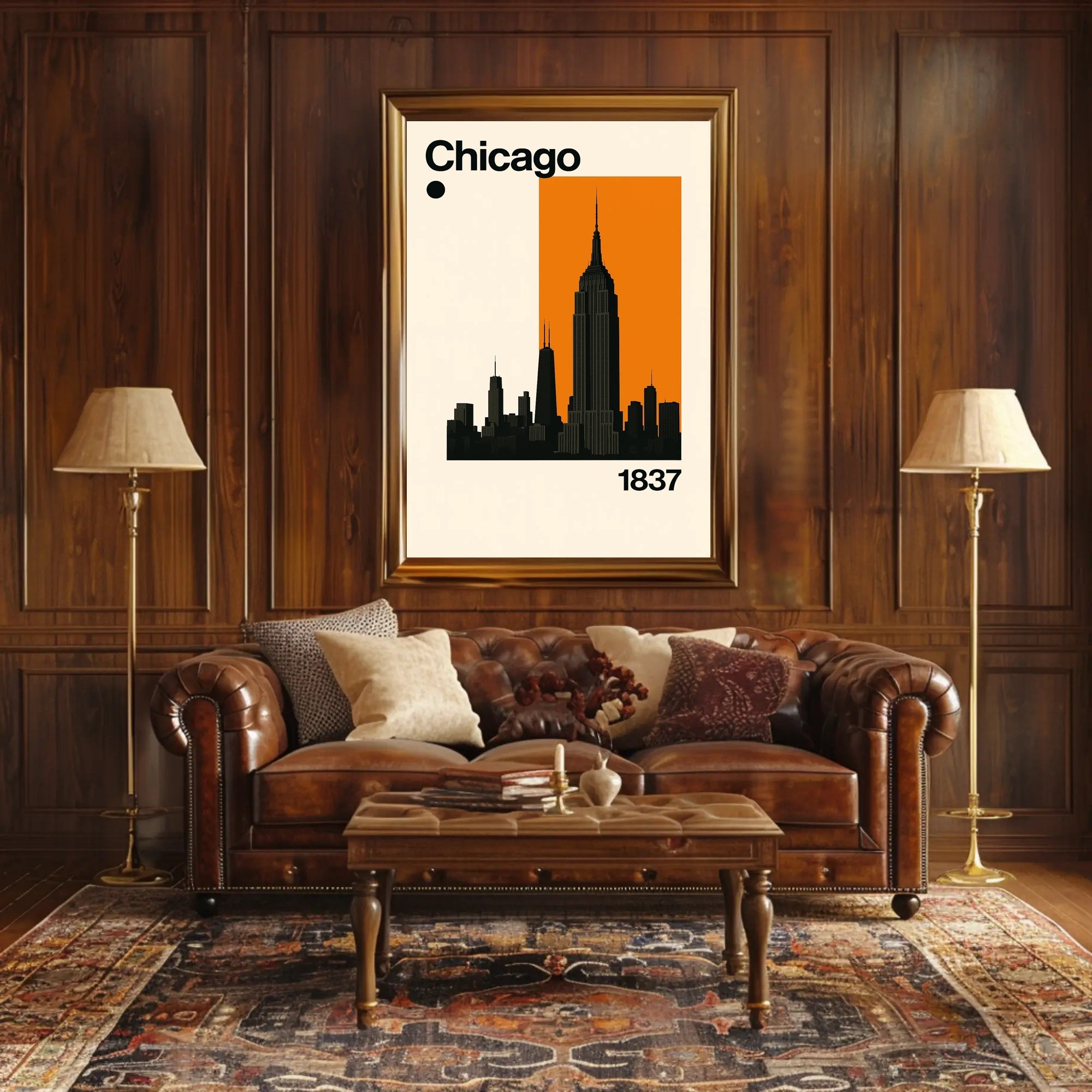 Chicago Cityscape Silhouette Art Print Travel Poster