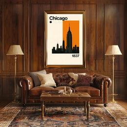 Chicago Cityscape Silhouette Art Print Travel Poster