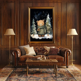 Winter Wonderland Teddy Bear Watercolor Art Poster