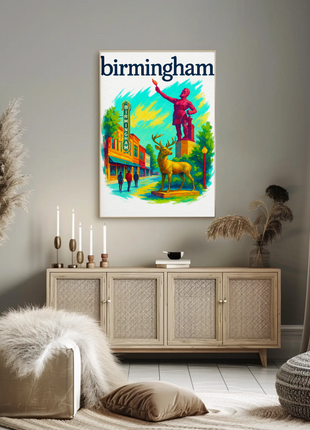 Birmingham Michigan Wall Art Vintage Travel Poster