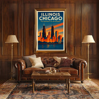 Illinois Chicago The Heartbeat of the Midwest Poster