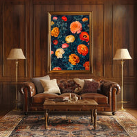 Elegant Floral Artwork on Dark Background - Artistic Poster