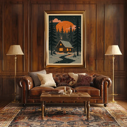 Cozy Cabin in Winter Wonderland Poster
