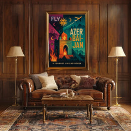 Azerbaijan Travel Adventure Vintage Mystical Landmarks Travel Poster PosterGoat