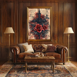 Gothic Roses and Cross Artistic Pop Culture Poster