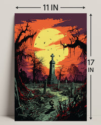 Eerie Graveyard At Dusk Poster