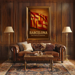 Barcelona and Catalonia Pride Flag Vintage Map Poster