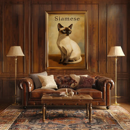 Siamese Cat Digital Painting Wall Decor Art Print Poster