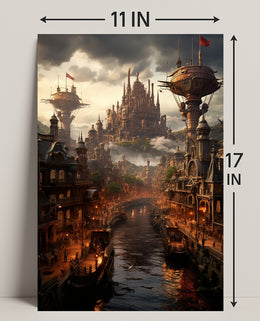 Steampunk Cityscape Poster
