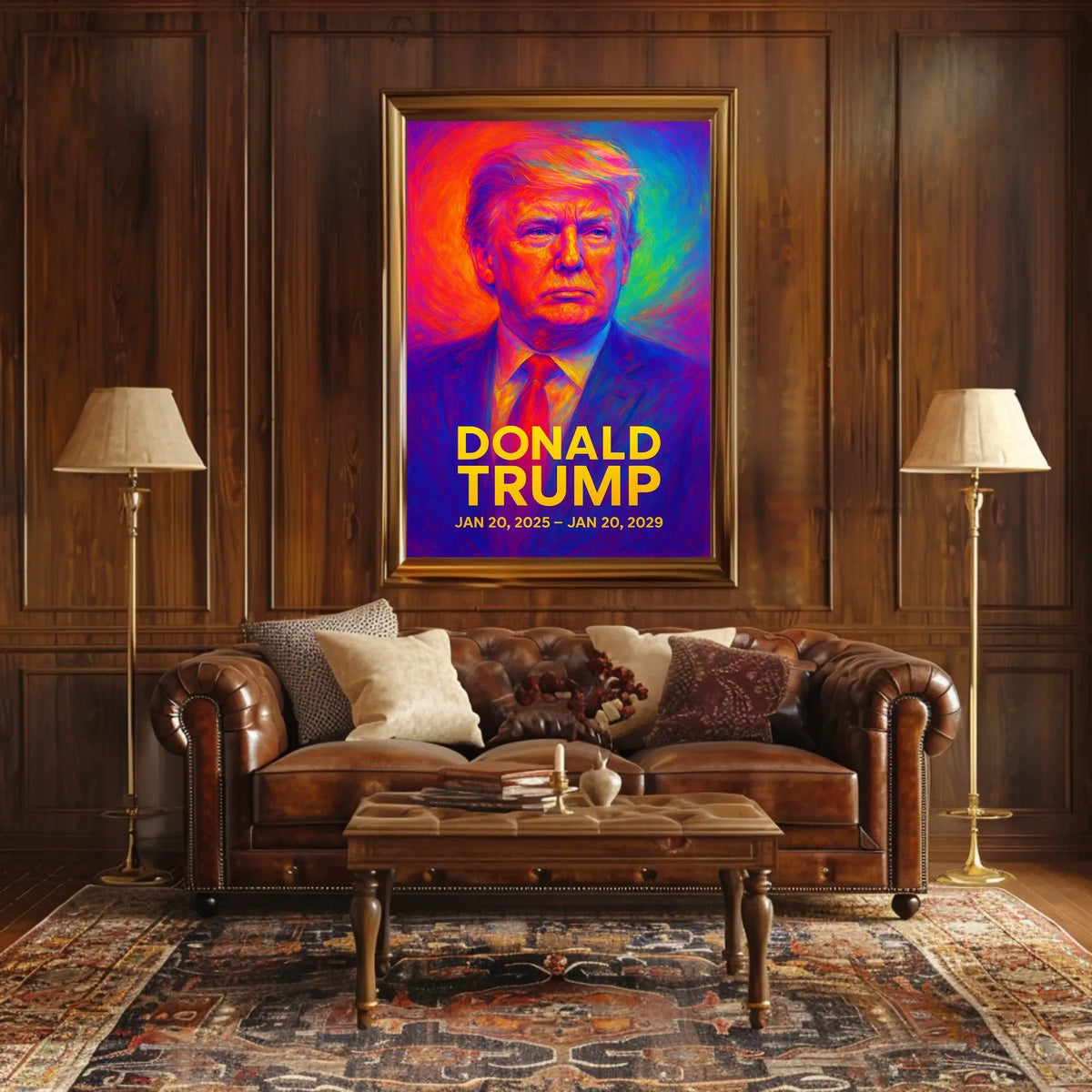 Donald Trump 47th President of the United States Neon Gradient Overlay Poster