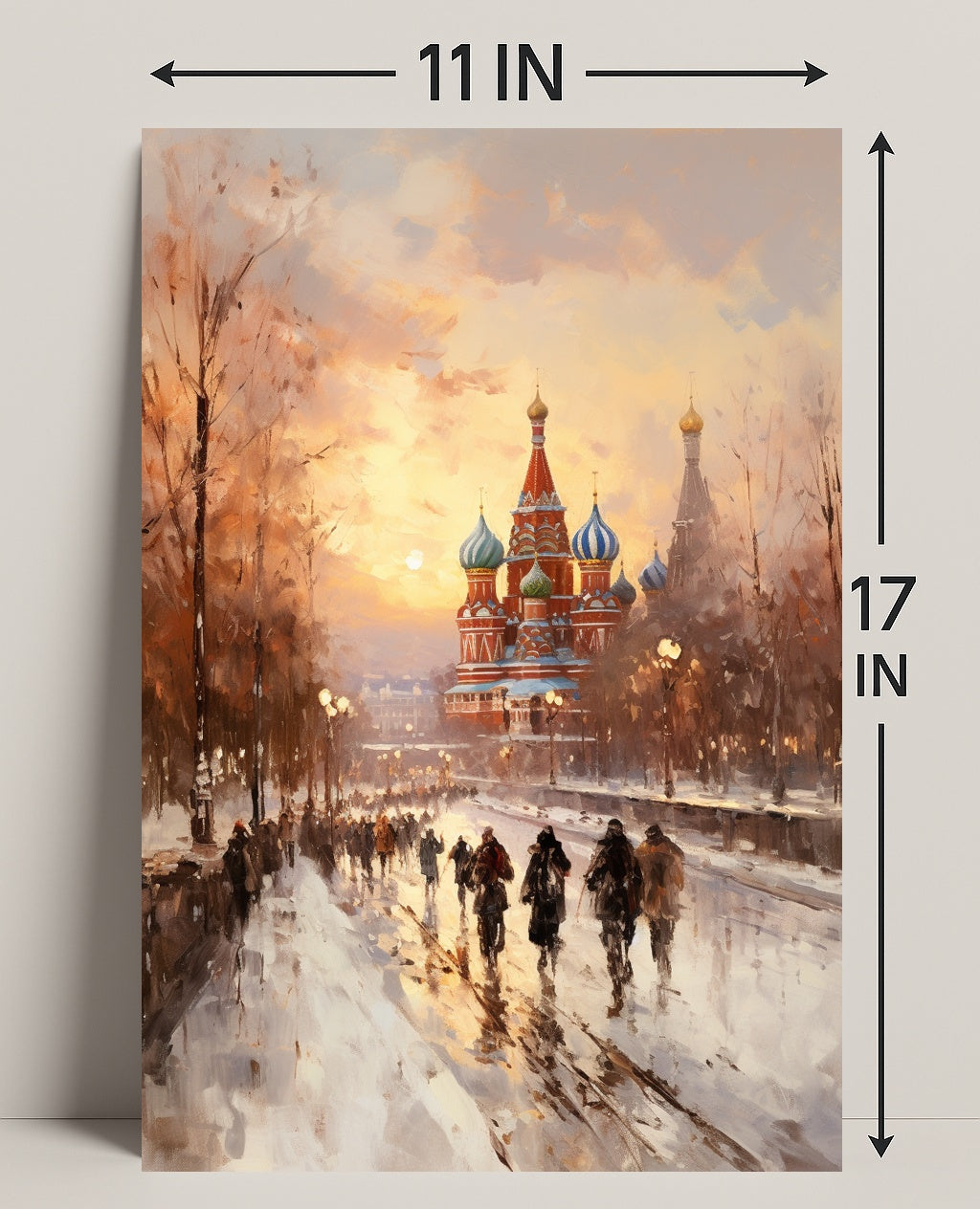 Winter Stroll By St. BasilS Cathedral Poster