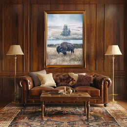 Majestic Bison In Snowfall Poster