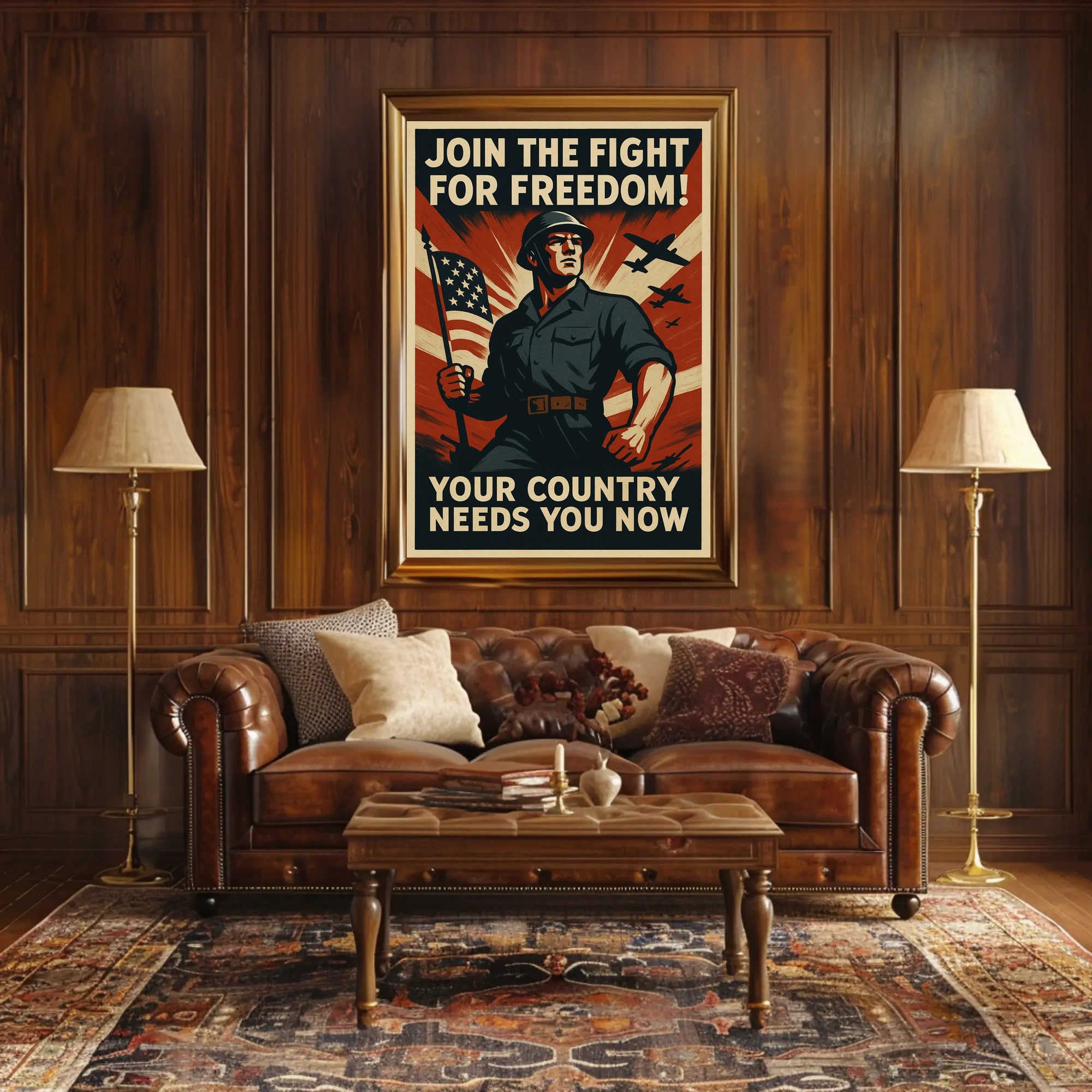 Patriotic Military Recruitment WWII Propaganda Poster PosterGoat