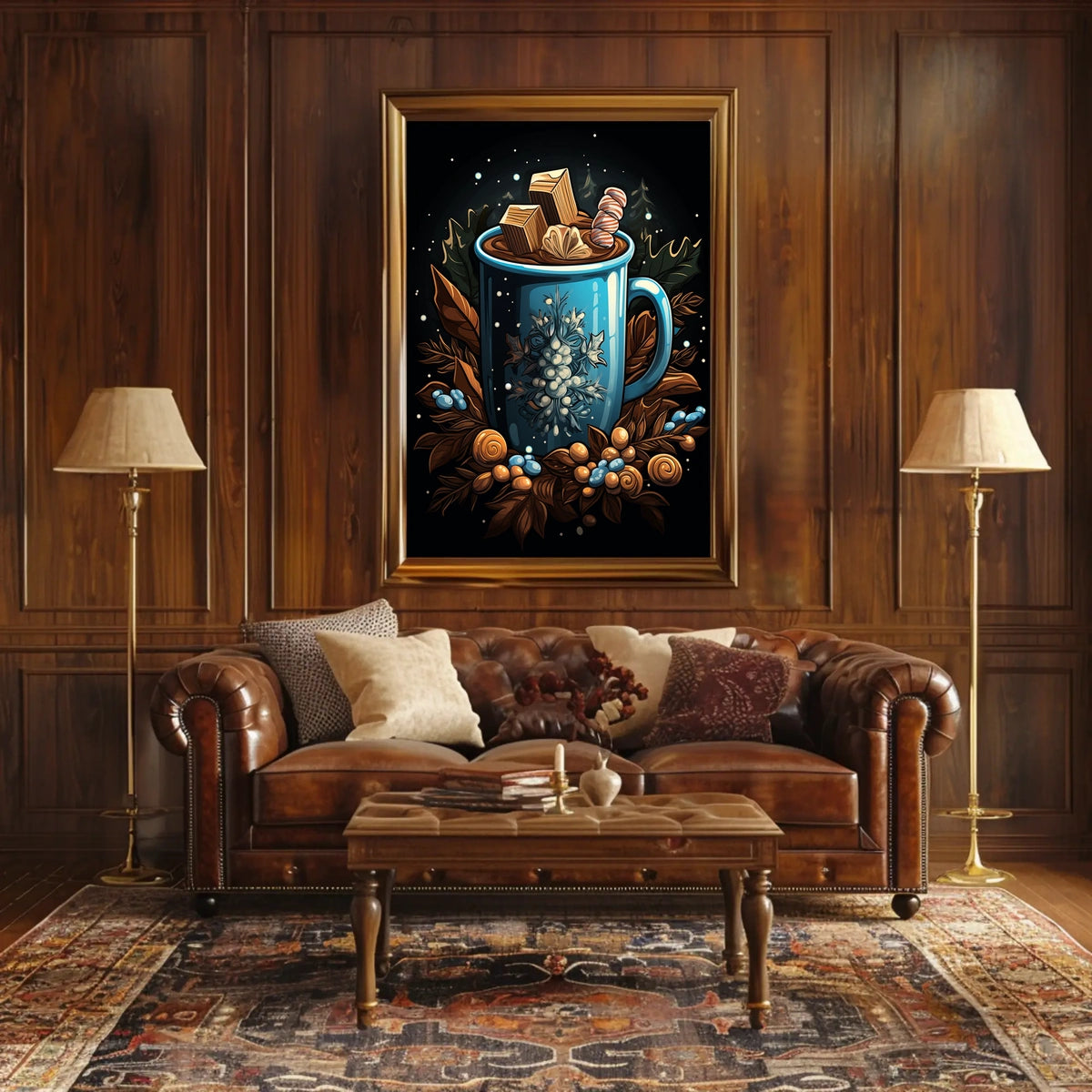 Cozy Holiday Mug: Whimsical Abstract or Artistic Poster