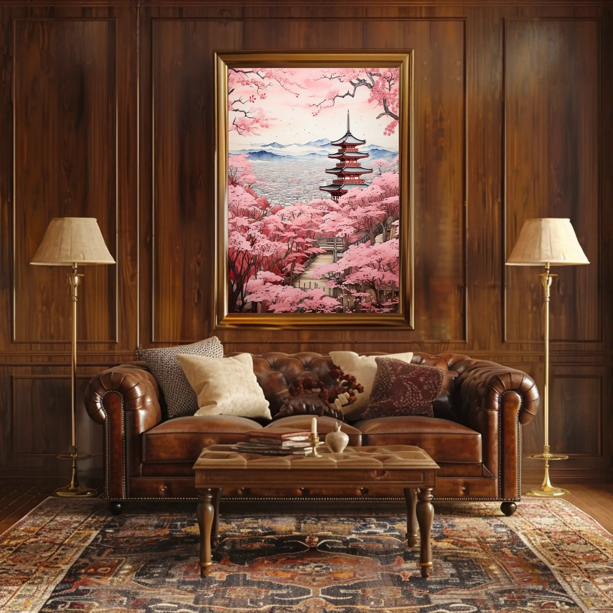 Serene Japanese Landscape with Blossoms Cultural Heritage Poster