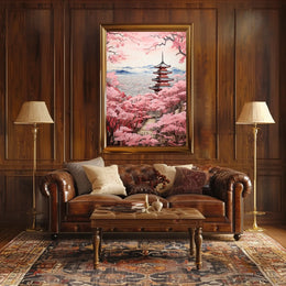 Serene Japanese Landscape with Blossoms Cultural Heritage Poster