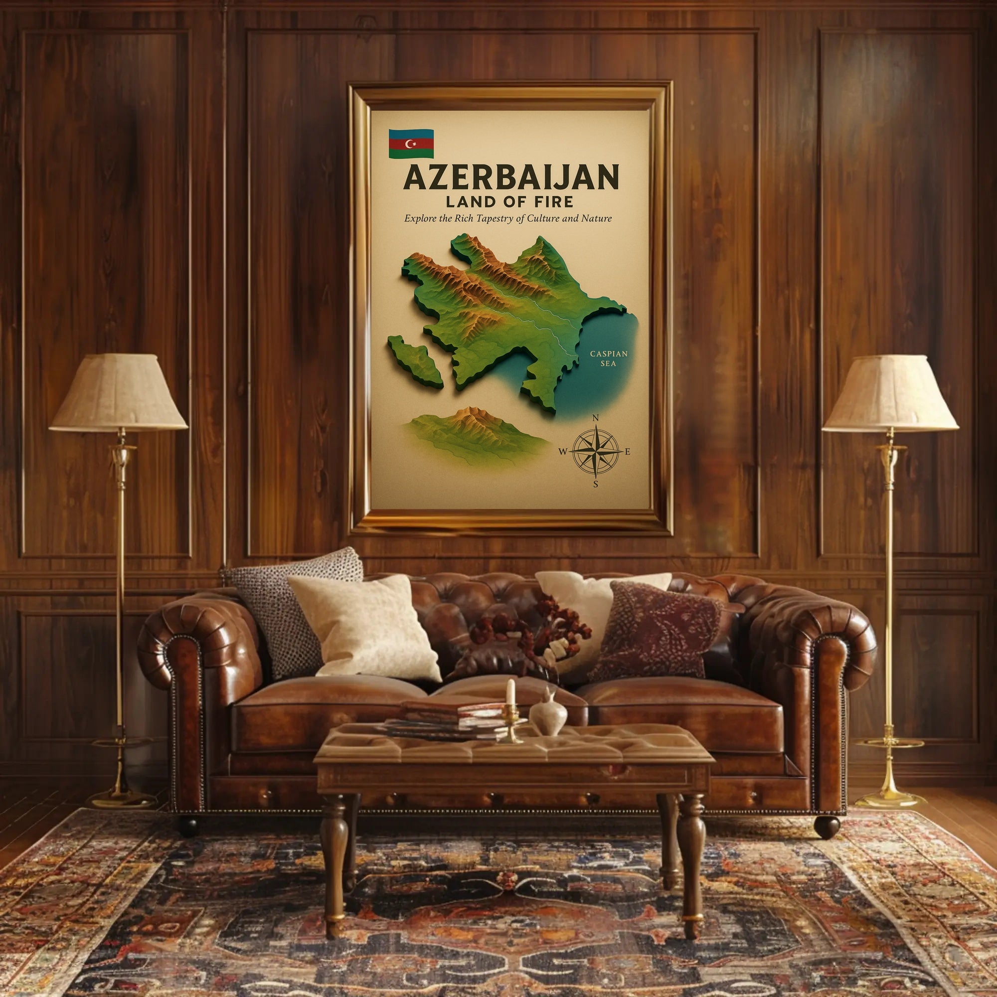 Azerbaijan Land of Fire Geographic Travel Poster
