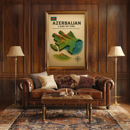 Azerbaijan Land of Fire Geographic Travel Poster