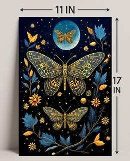Ethereal Moths in Nature-Inspired Artistic Poster