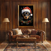 Festive Dog with Santa Hat: Animal Poster